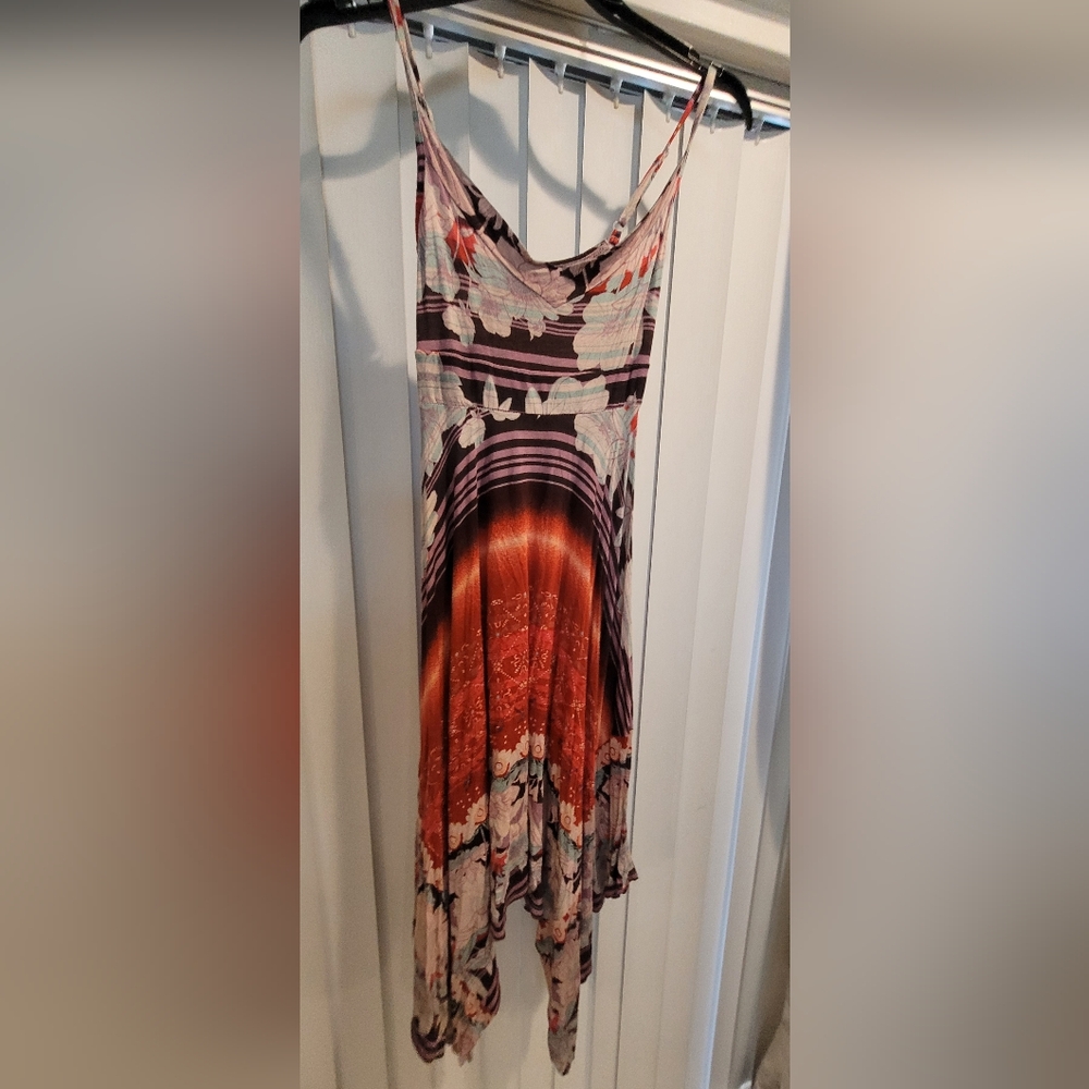 American Rag High Low Dress in Purple and Orange Floral